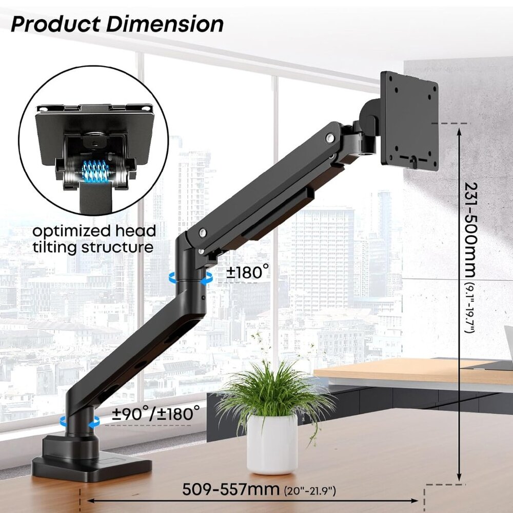 Premium Heavy Duty Monitor Arm for 17 to 49 inch Screens up to 44lbs, - Picture 4 of 6